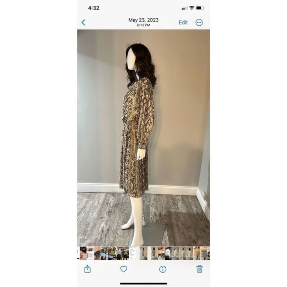 Brochu Walker Olivia Snake Print Blouson Midi Dress Size Medium - Picture 5 of 7